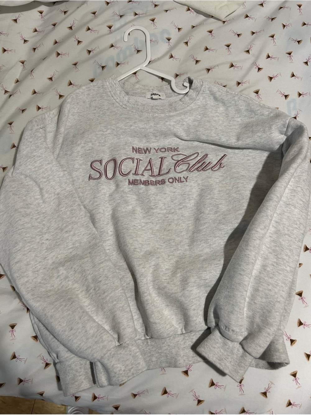 Social Club Embroidered Gray Sweatshirt - Women's Sweater